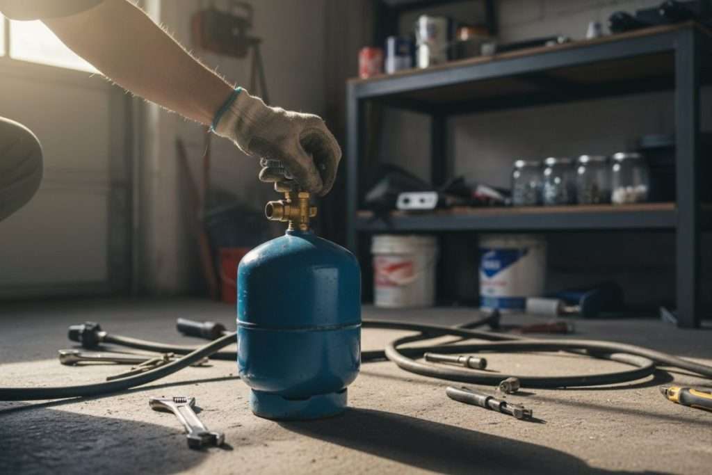 Comment enlever le détendeur d’une bouteille de gaz Butagaz Cube ?